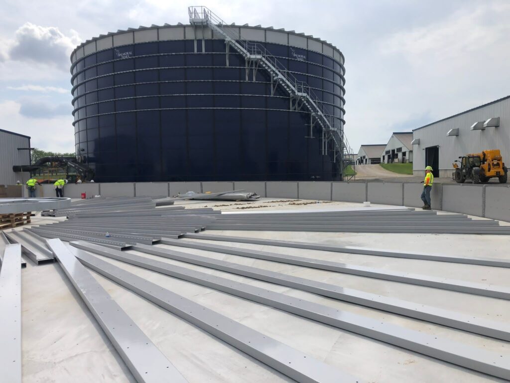 Balmoral Tanks digester with access stairs and newly installed tank